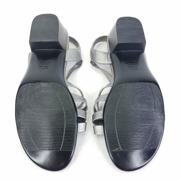 SAS Sandal Women's 9.5 Slingback Strappy Block Heel Silver Patent Leather USA - Picture 8 of 16